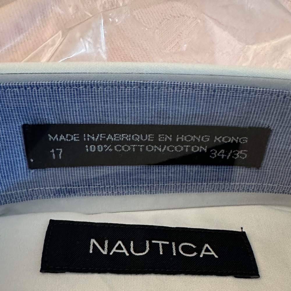 Nautica men’s dress shirt. Size 17;34/35. NWT - Picture 3 of 5